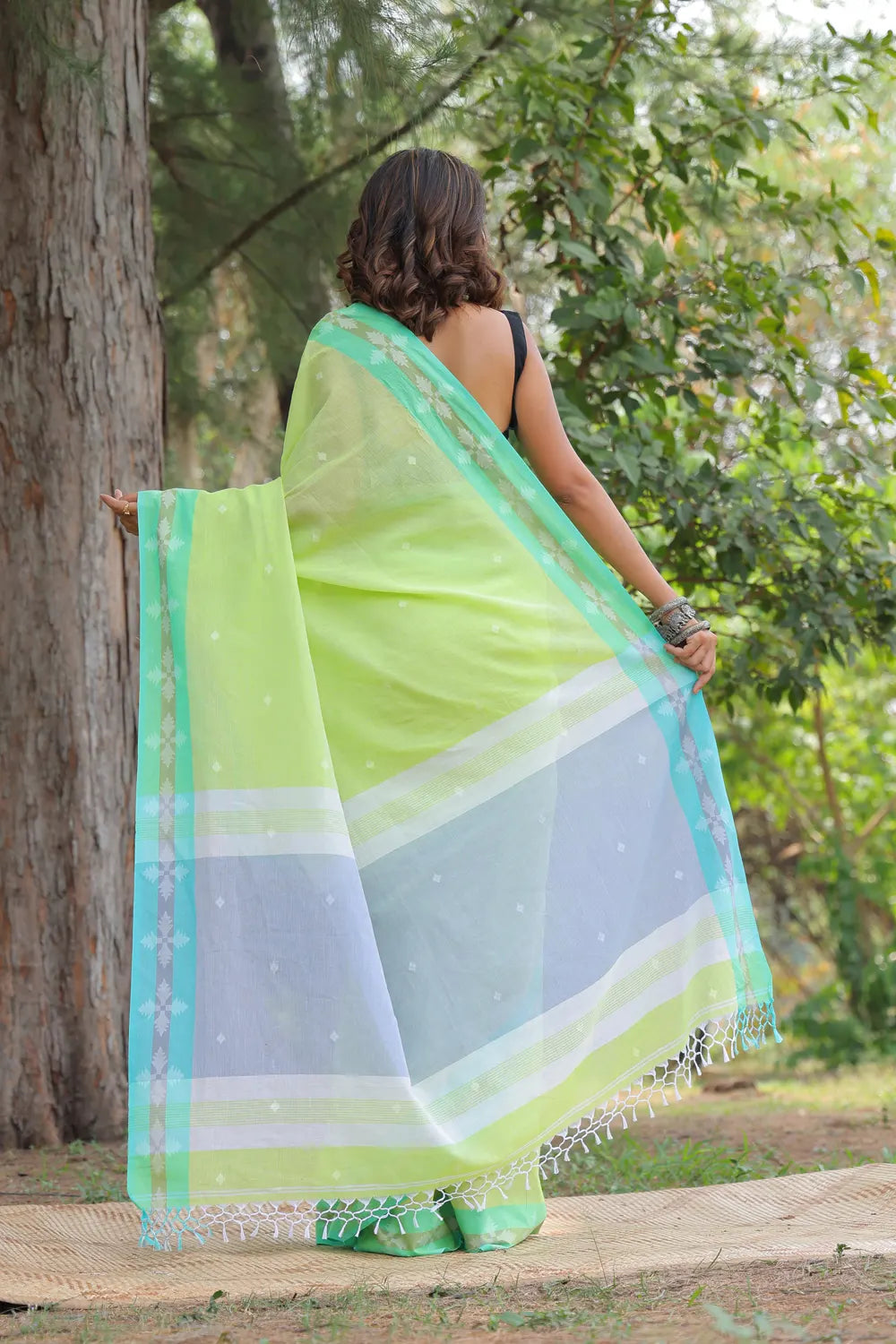 Handloom Spring Green Soft Cotton Saree