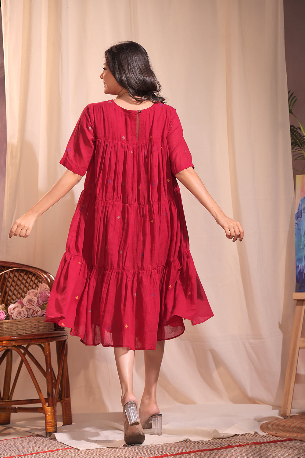 Crimson Wine Jamdani Dress