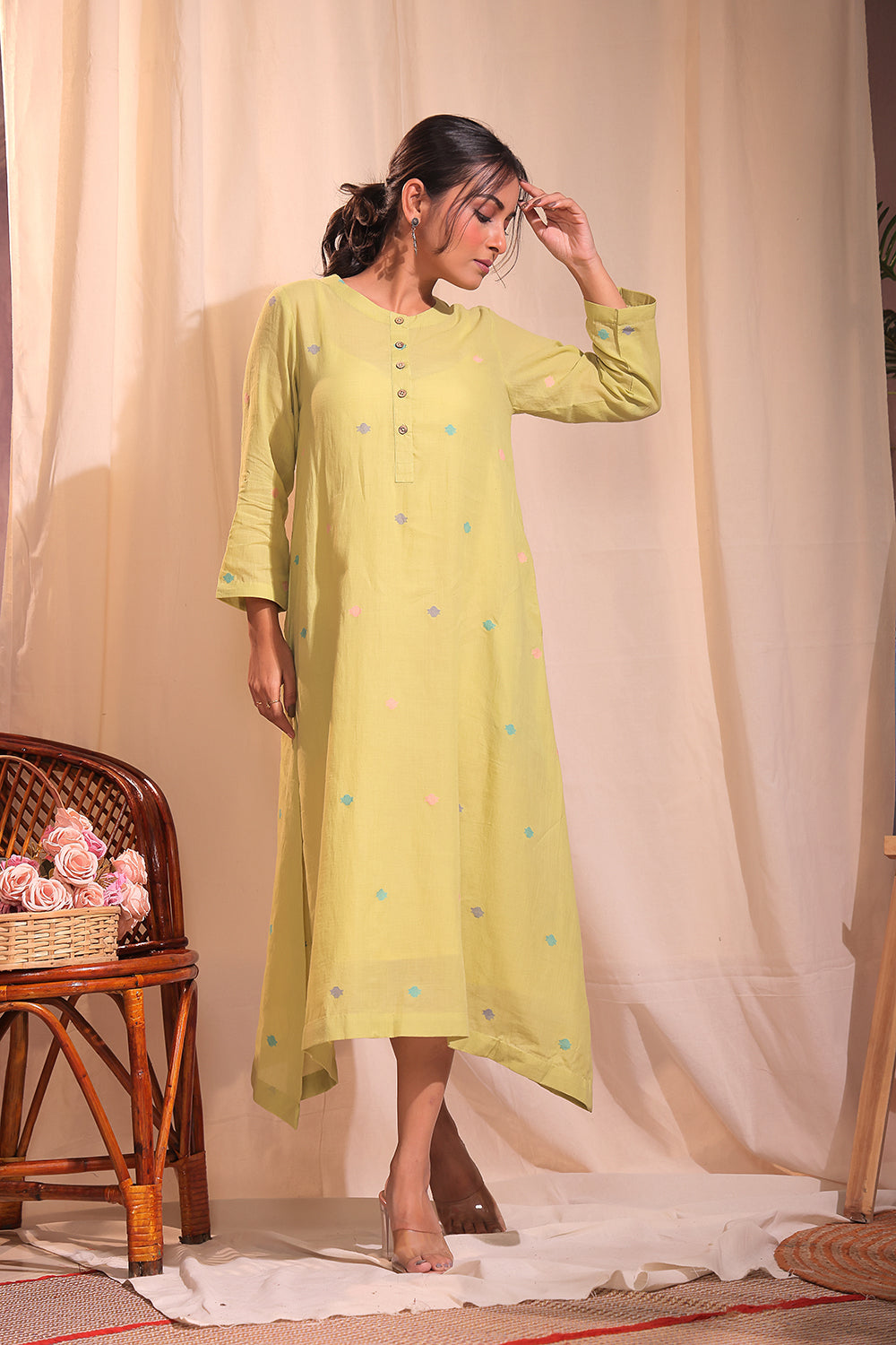 Mint Delight Jamdani Dress