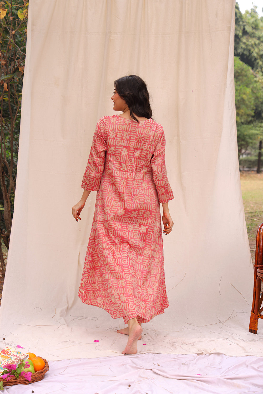 Pink Hand Batik Khadi Cotton Co-ord Set