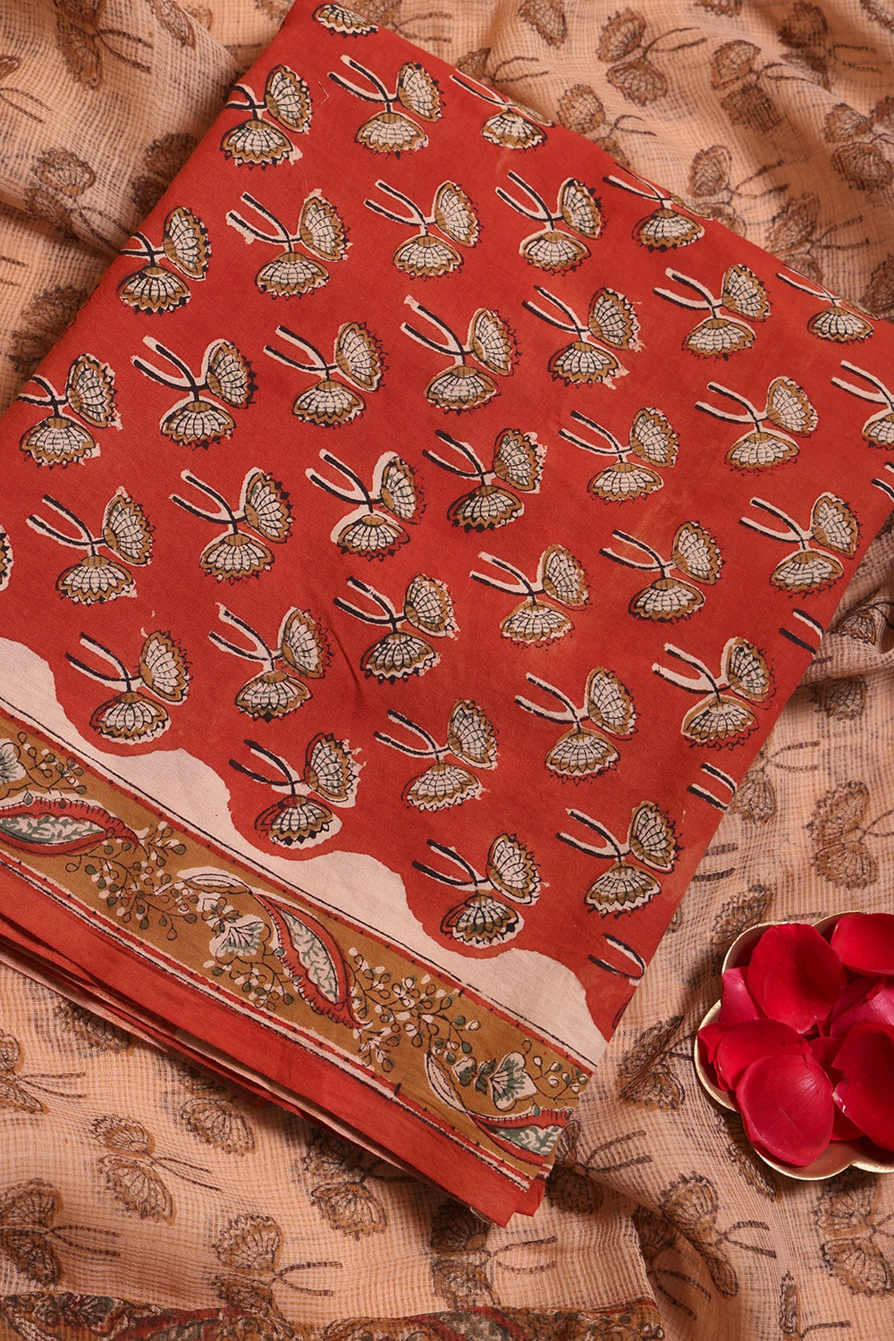 Maroon Hand Block Print Suit Set With Dupatta