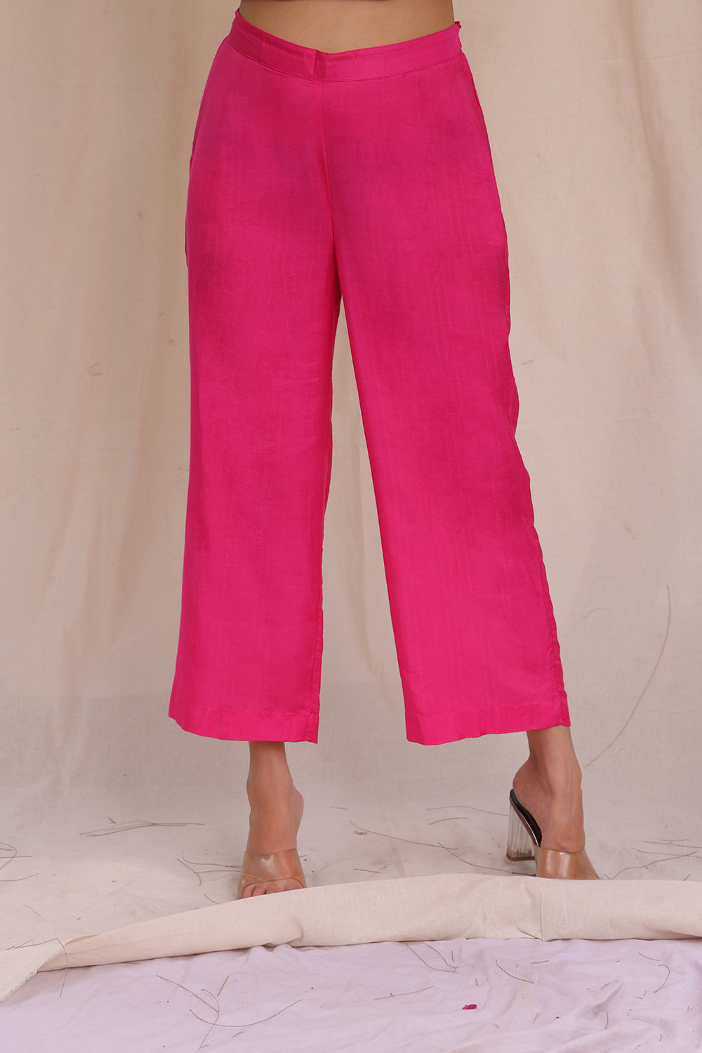 Hot Pink Soft Cotton Silk Woven Kurta Set With Dupatta