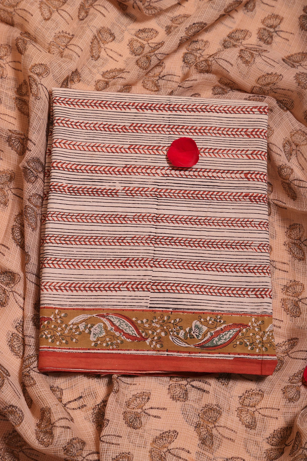 Maroon Hand Block Print Suit Set With Dupatta
