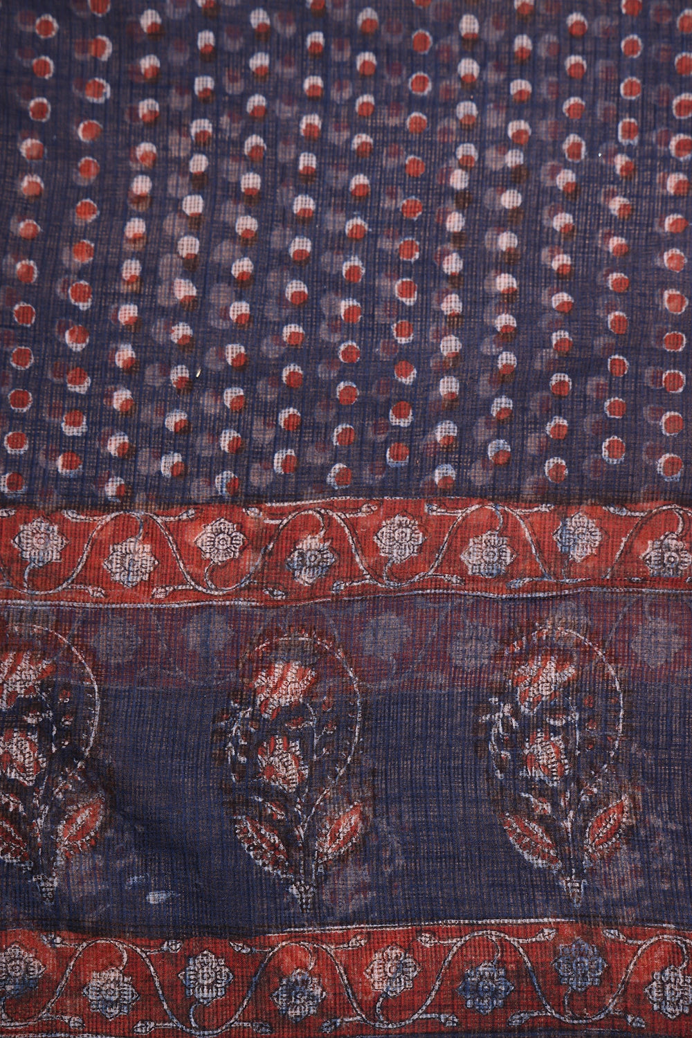 Indigo Hand Block Print Suit Set With Dupatta