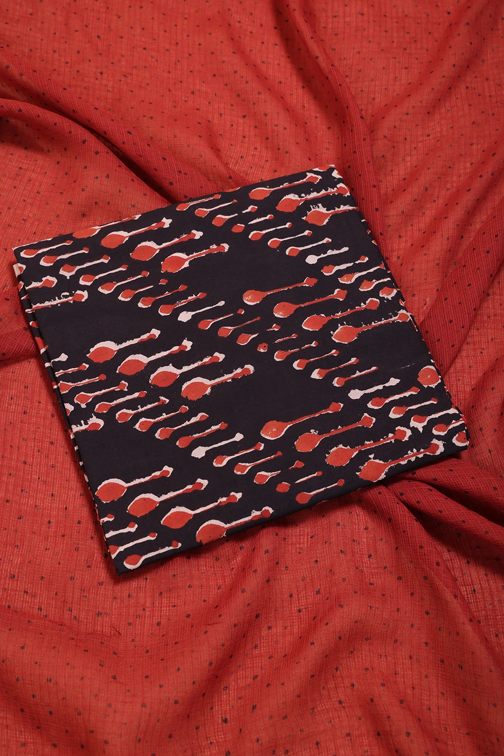 Maroon Spoon Hand Block Print Suit Set With Dupatta