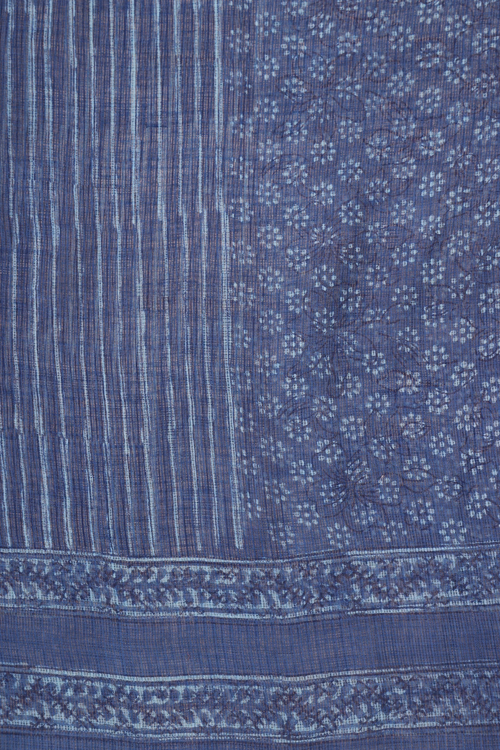 Blue Polka Hand Block Print Suit Set With Dupatta