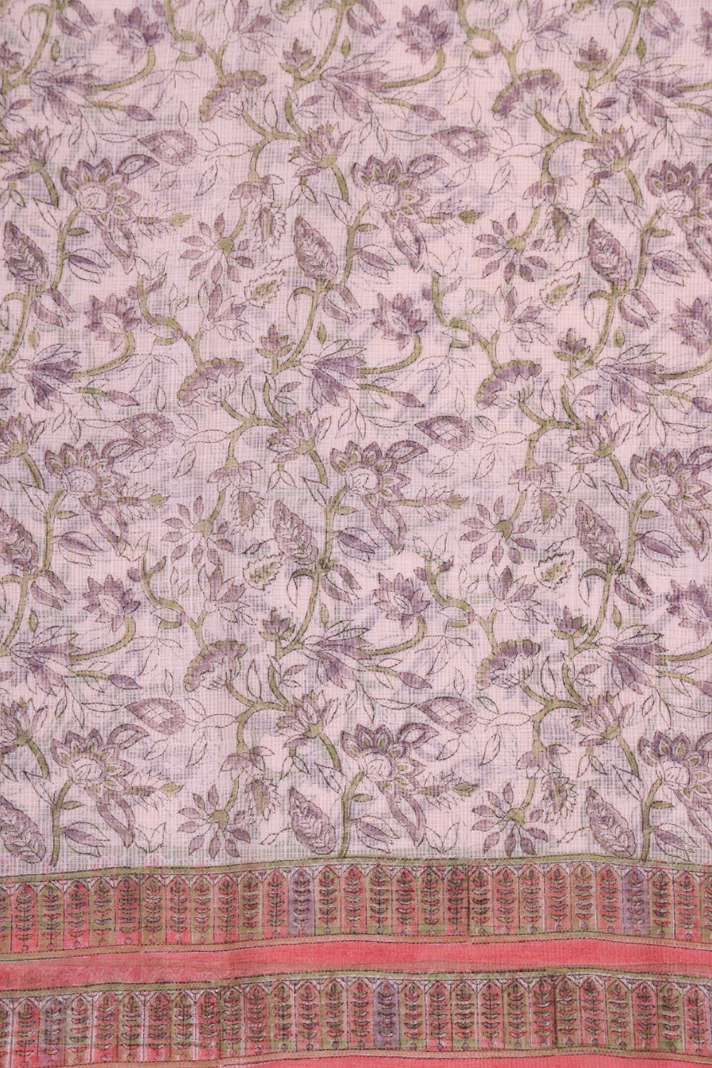 Salmon and Frost Pink Hand Block Printed Suit Set With Dupatta