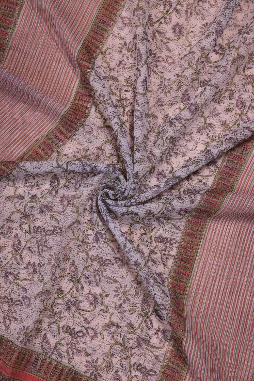 Salmon and Frost Pink Hand Block Printed Suit Set With Dupatta