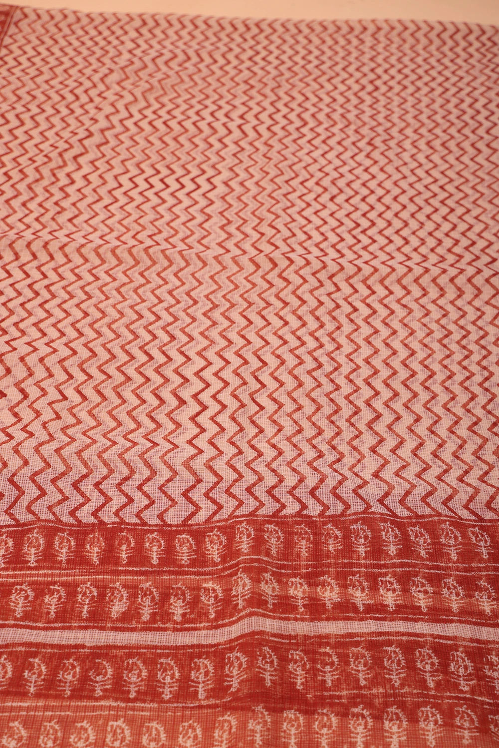 Beige and Maroon Hand Block Print Suit Set With Dupatta
