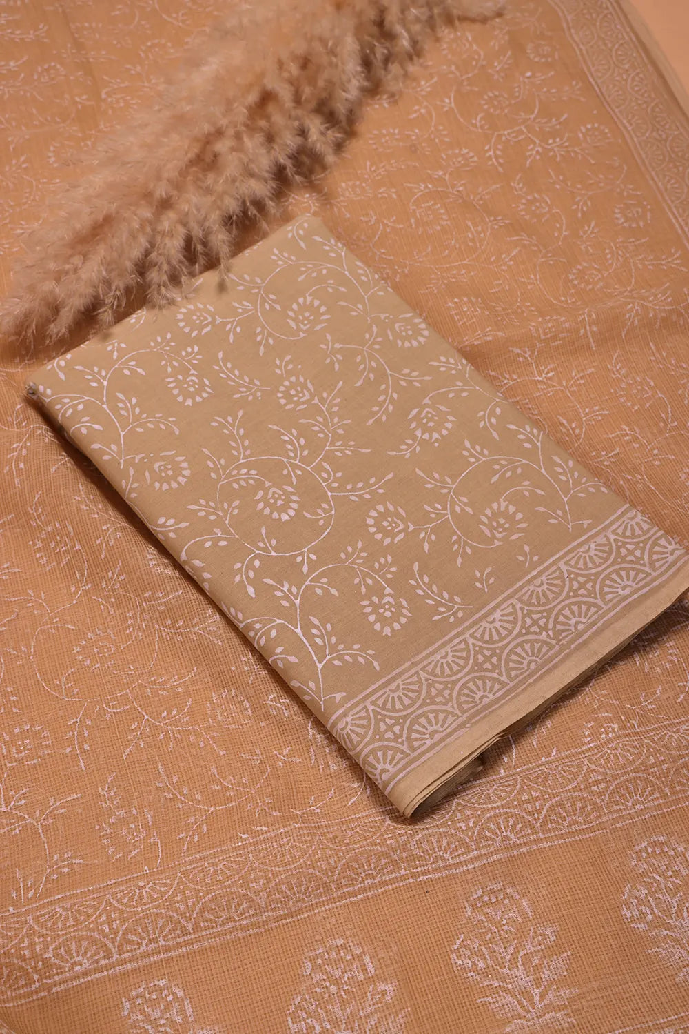 Sahara Gold Hand-Block Printed Suit Set With Dupatta