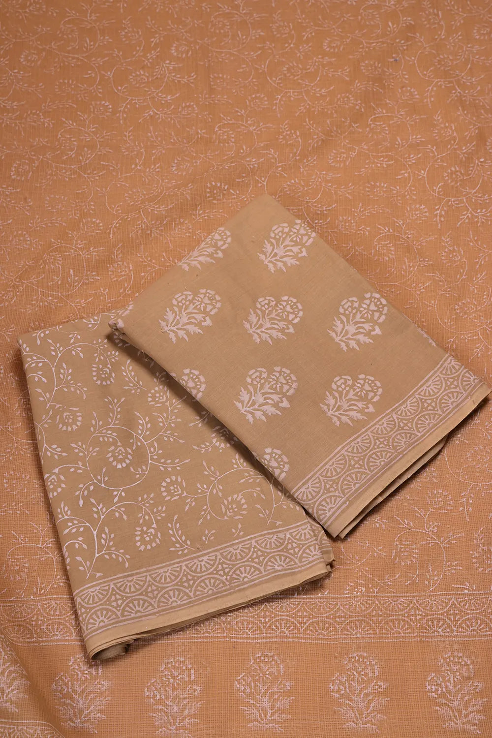 Sahara Gold Hand-Block Printed Suit Set With Dupatta