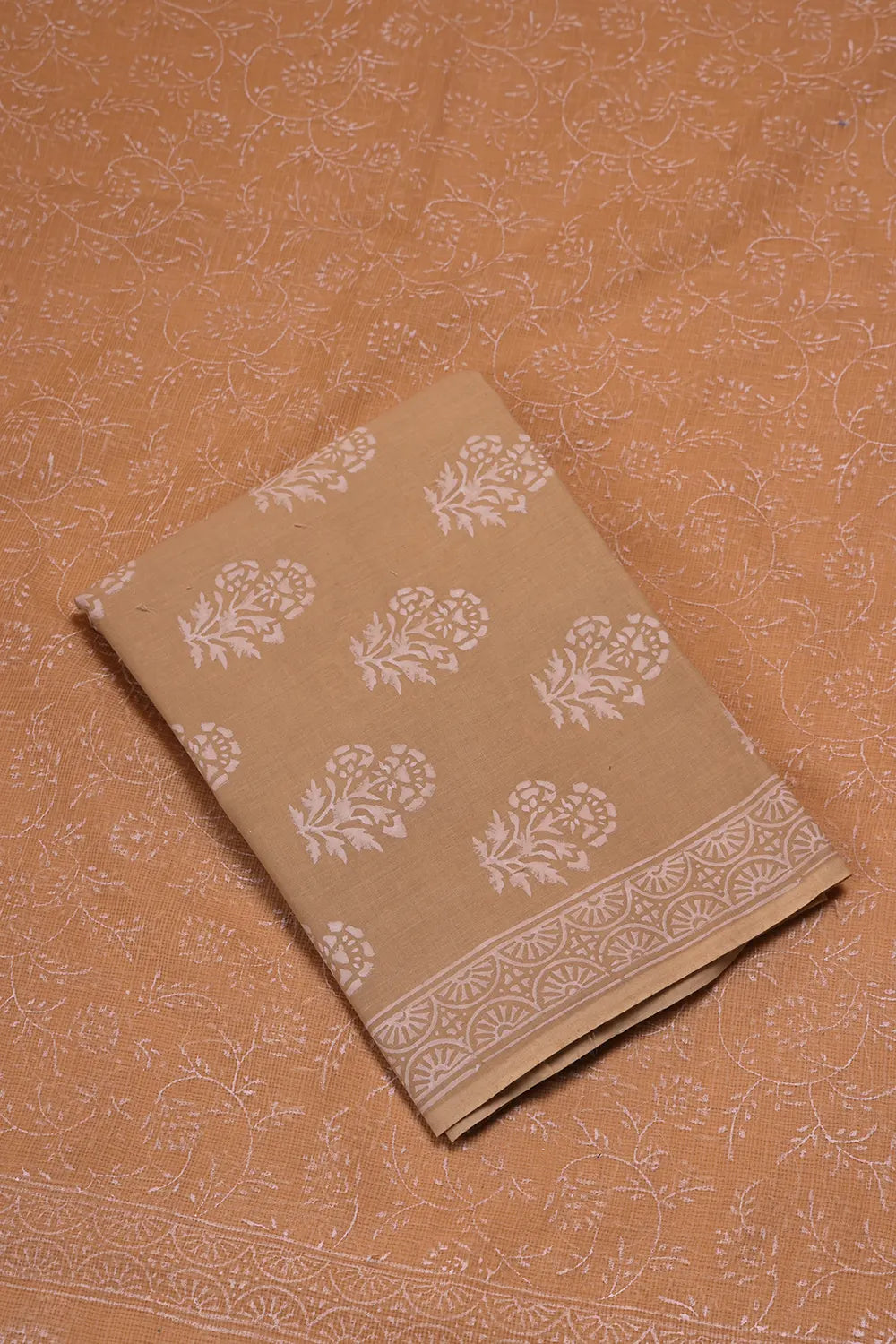 Sahara Gold Hand-Block Printed Suit Set With Dupatta