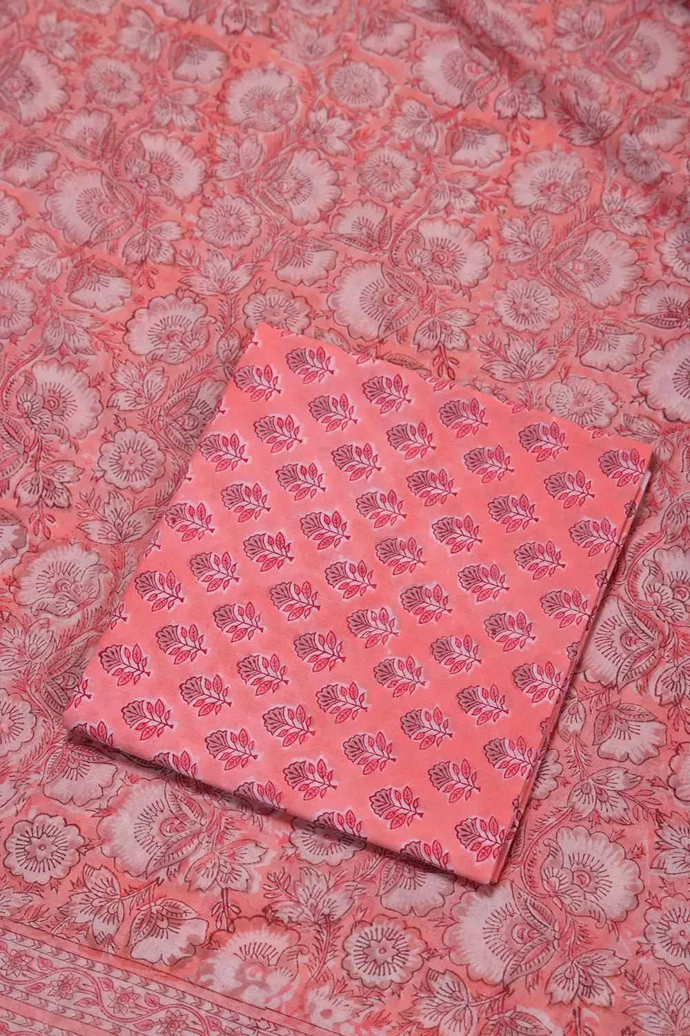 Baby Pink Hand Block Print Suit Set With Dupatta