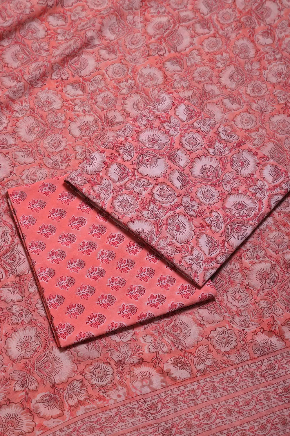 Baby Pink Hand Block Print Suit Set With Dupatta