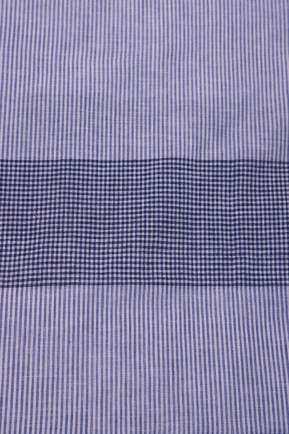 Navy Blue and White Woven Suit Set with Subtle Buti & Stripes Dupatta