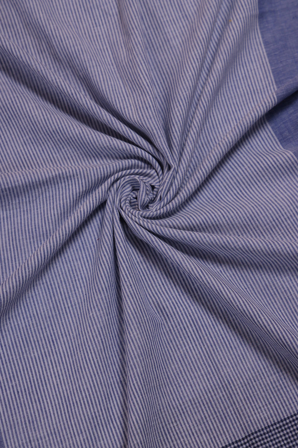 Navy Blue and White Woven Suit Set with Subtle Buti & Stripes Dupatta