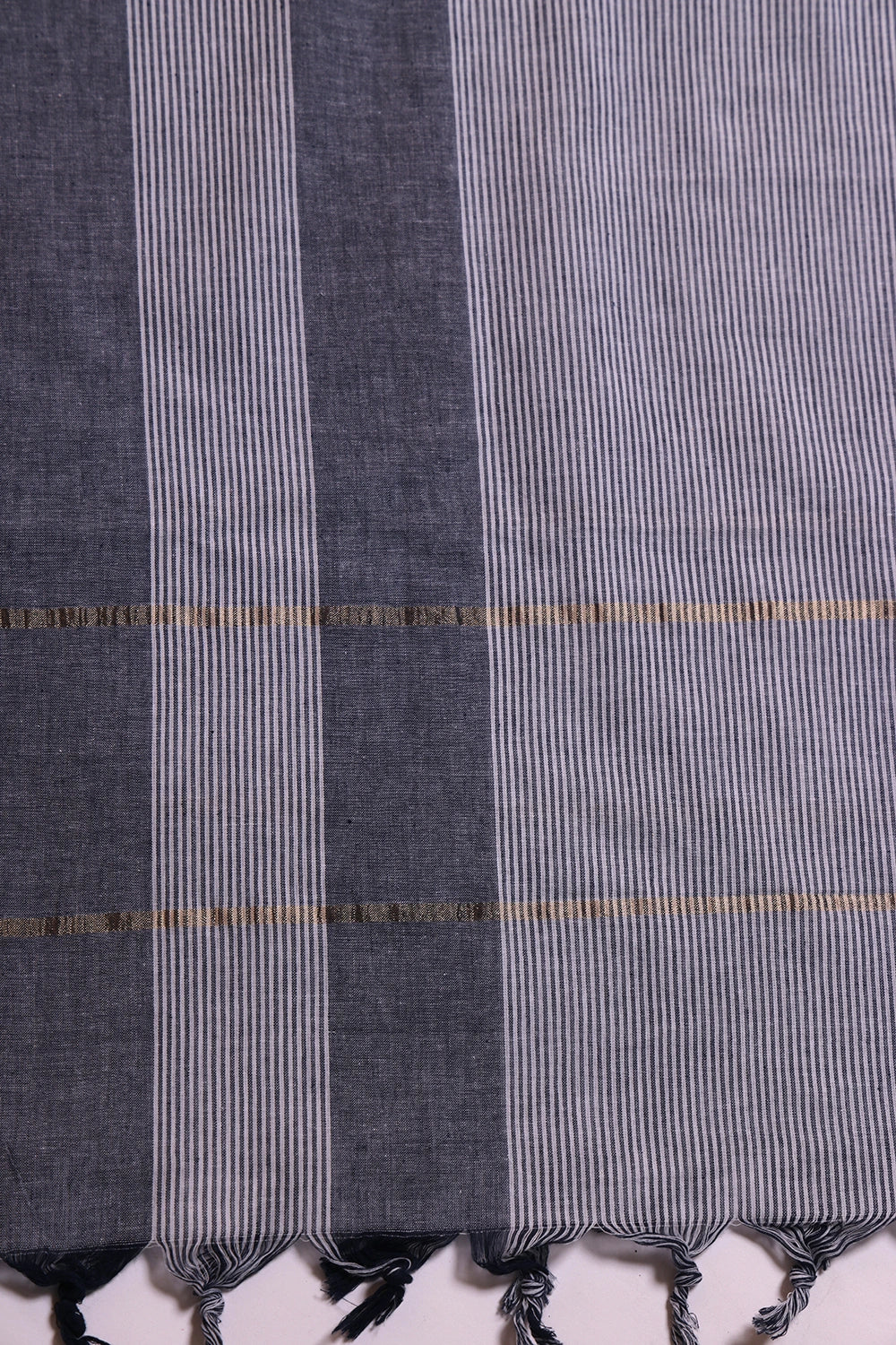 Sky Blue and White Woven Suit Set with Subtle Buti & Stripes Dupatta