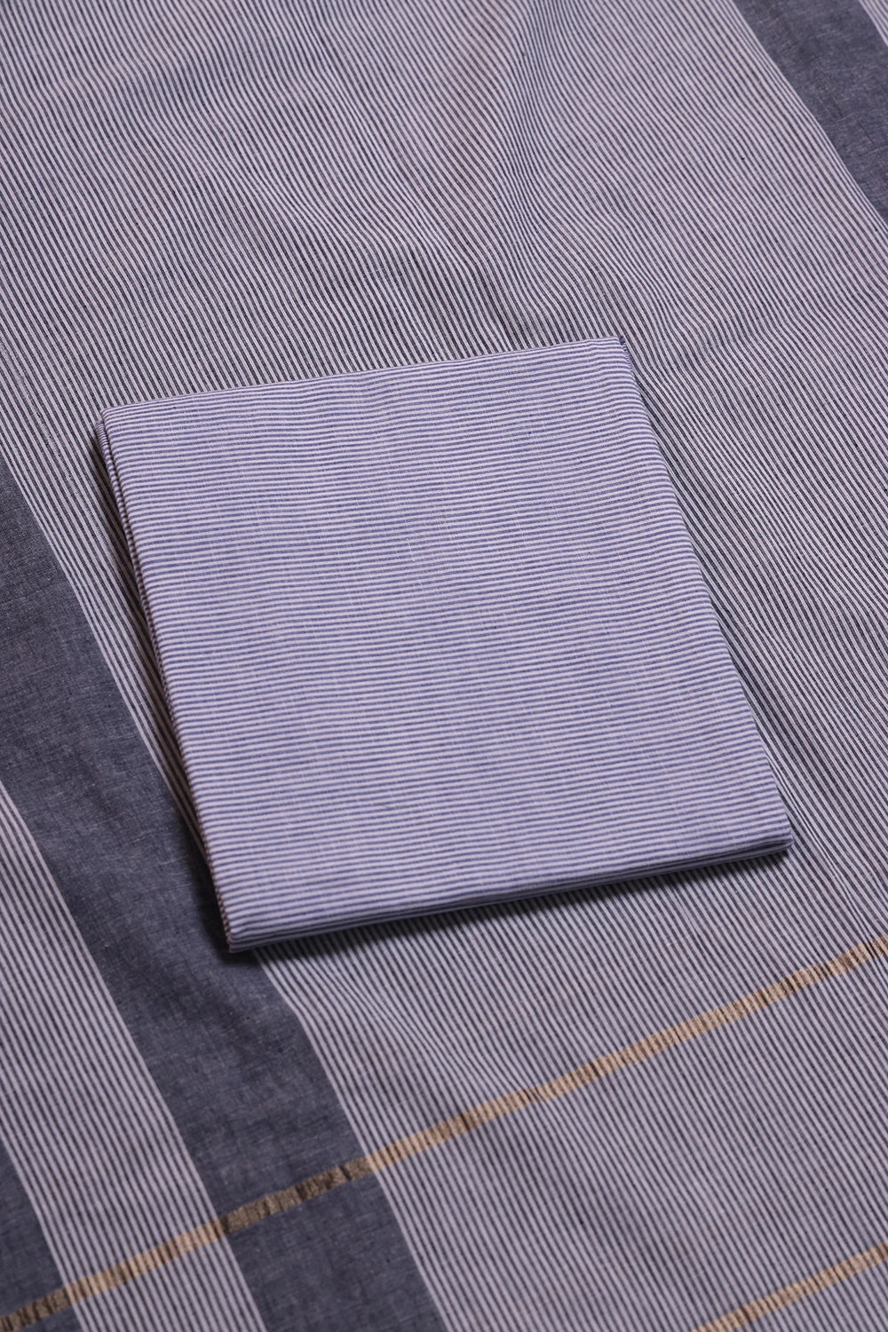 Sky Blue and White Woven Suit Set with Subtle Buti & Stripes Dupatta
