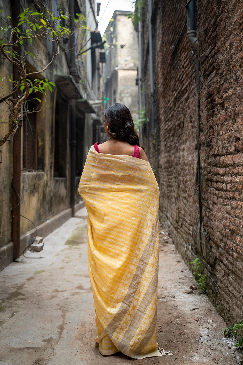 Handloom Yellow Soft Cotton Jamdani Saree