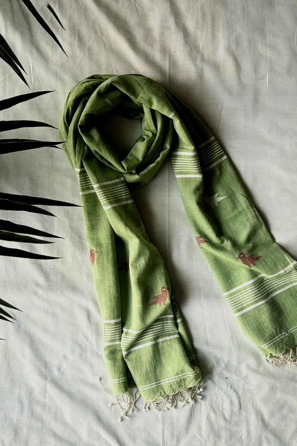 Handloom Green Tota Pakhi Jamdani Dupatta