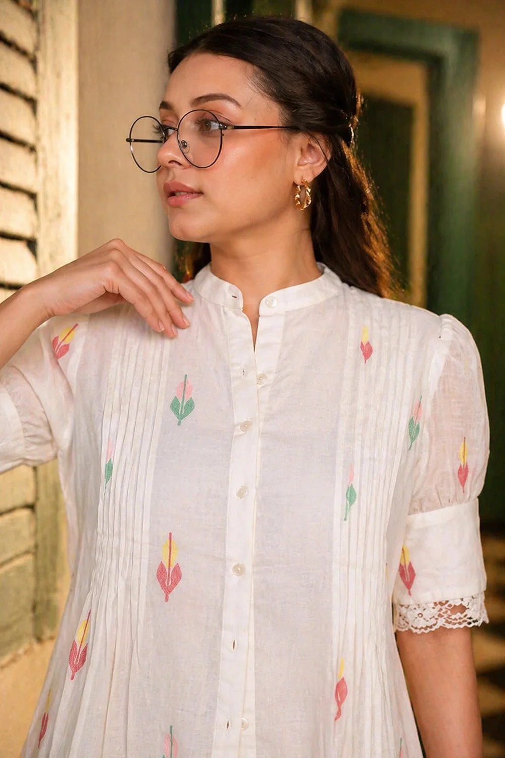 Whimsy White Jamdani Top