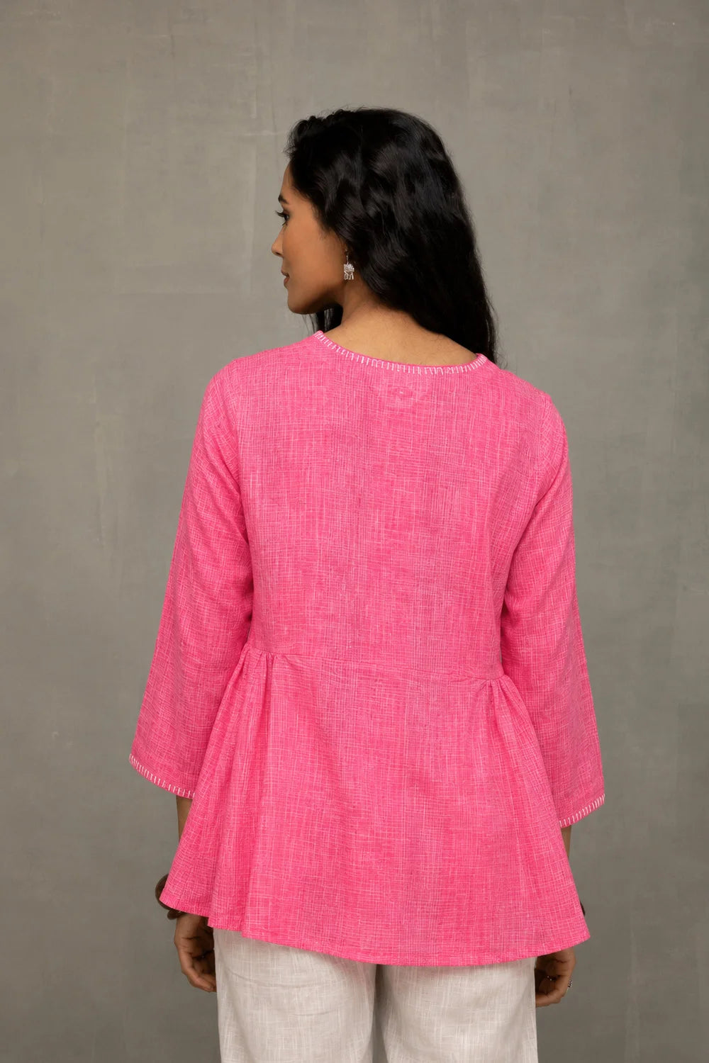 Pink Pure Cotton  Buttoned Top