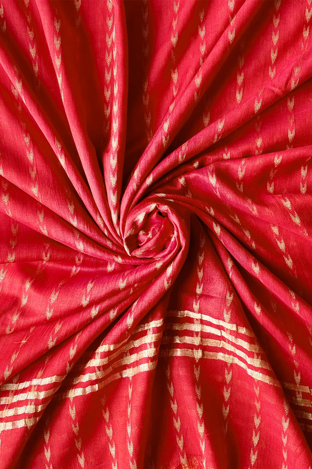 Cherry Red Bel Lata Cotton Silk Woven Dupatta