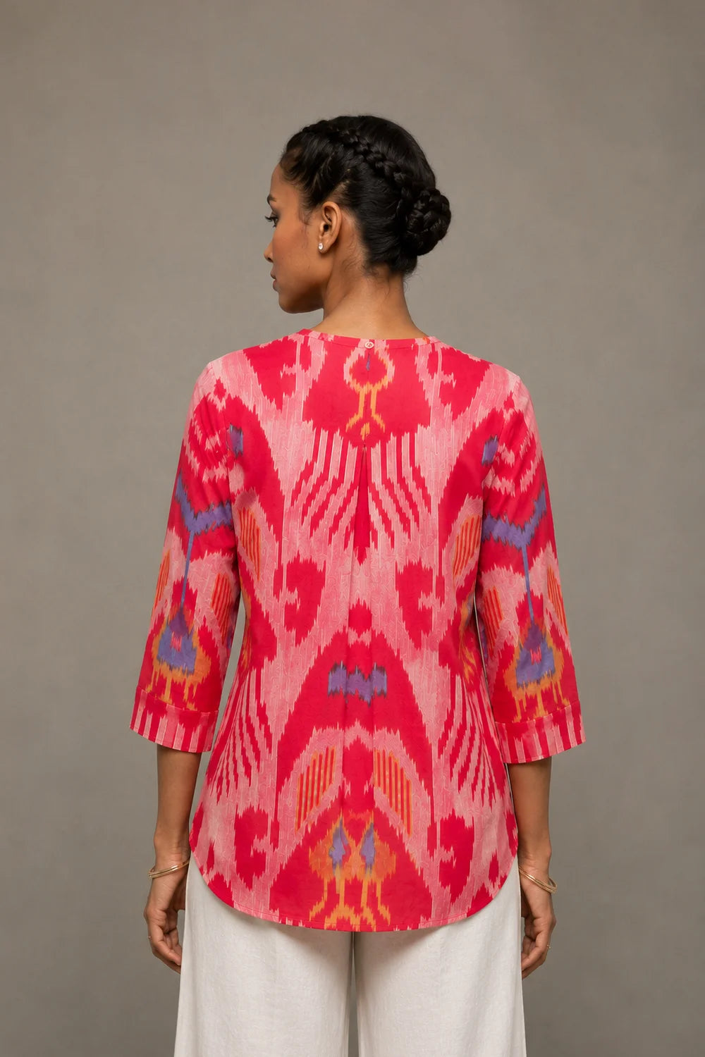 Handloom Pink Abstract Ikkat Top