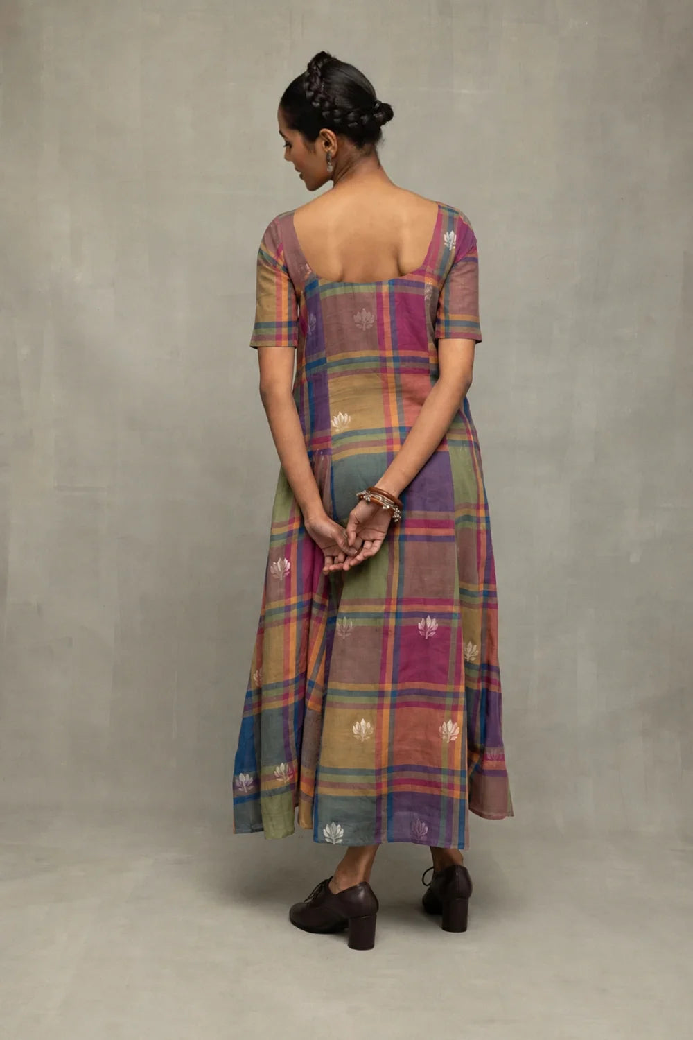 Multicolor Golden Shalpa Jamdani Dress