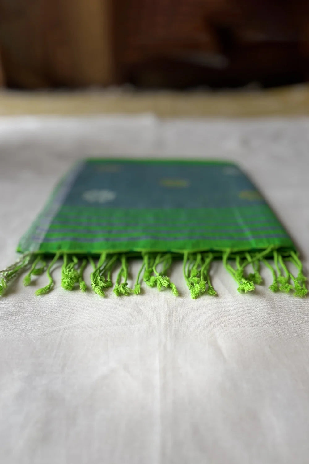 Handloom Forest Green Lata Pata Jamdani Dupatta