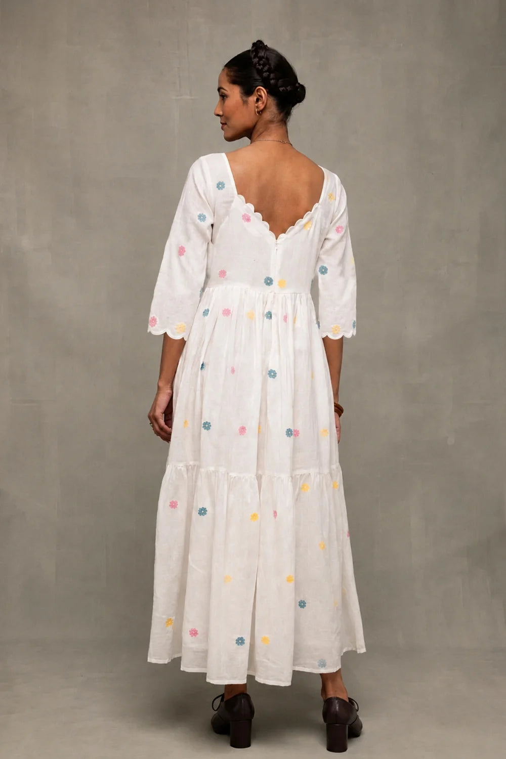 White Gulrang Pure Cotton Jamdani Dress