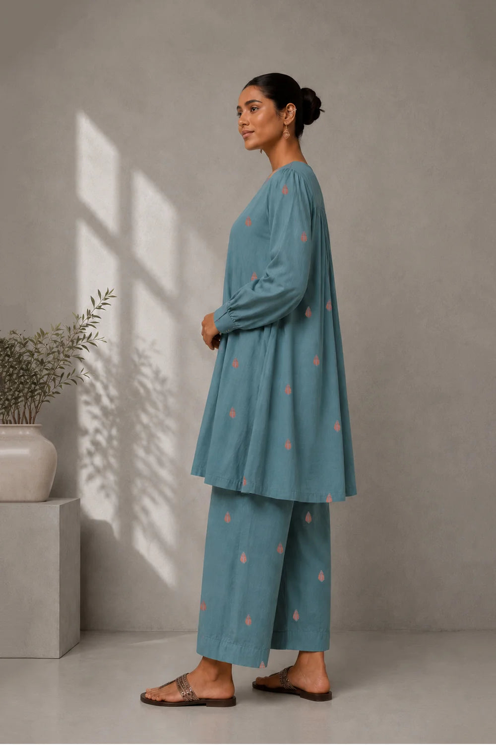 Zen Blue Jamdani Co-ord Set