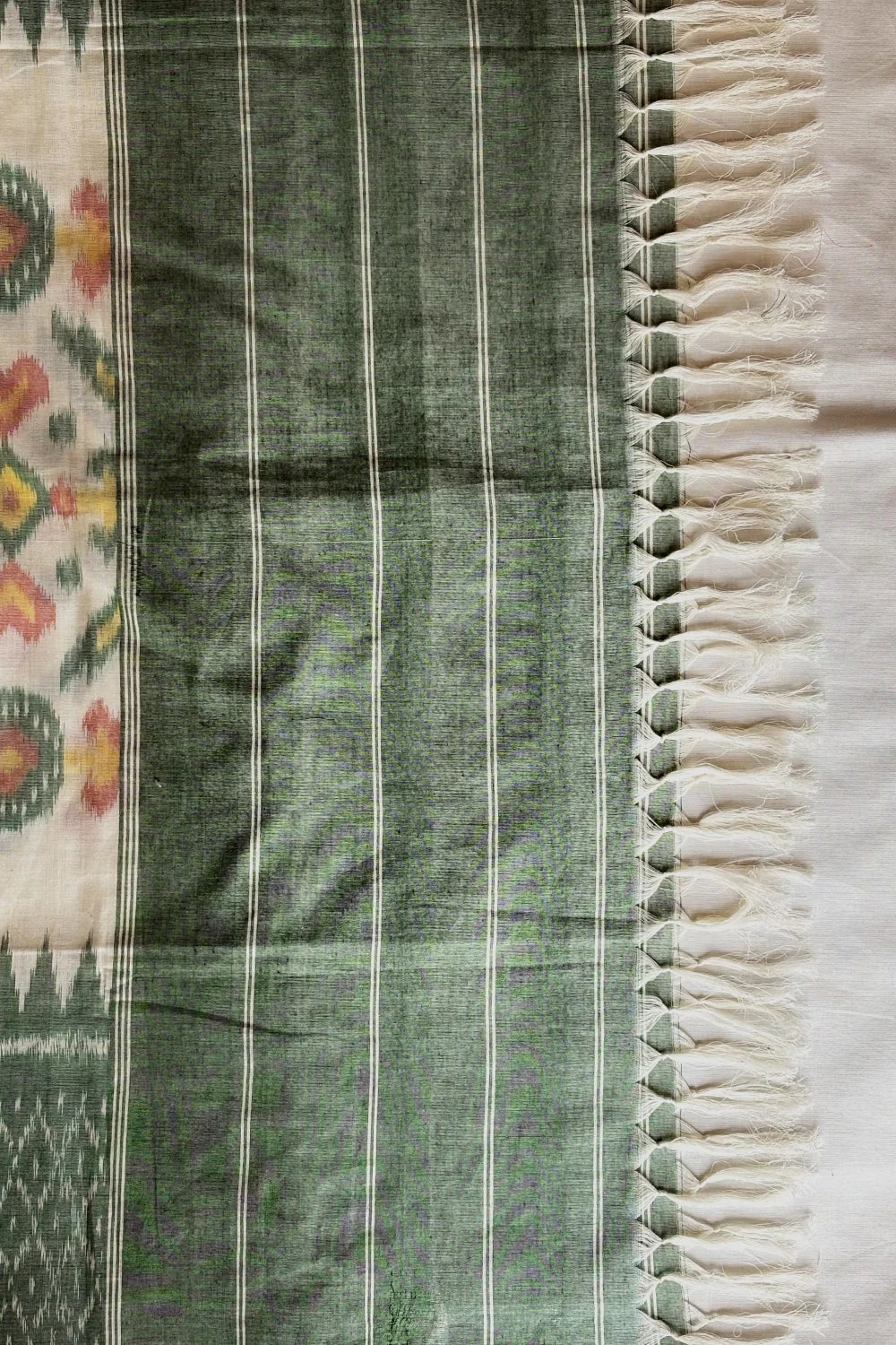 Handloom Multi Colour Green Ikkat Dupatta