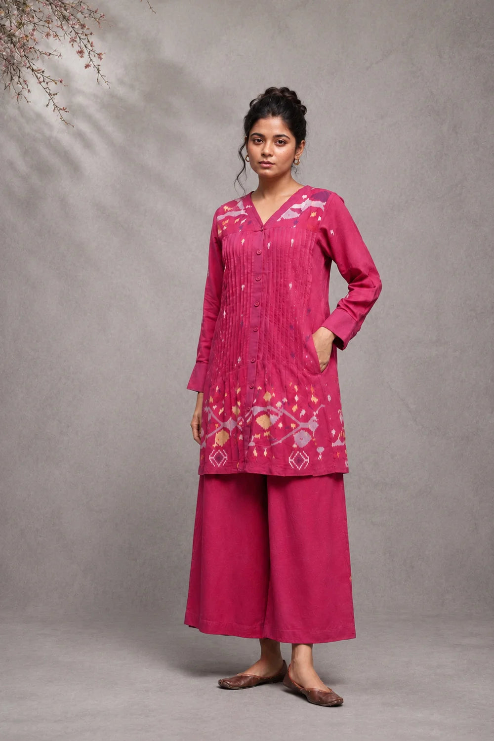 Fuchsia Pink Jamdani Skord