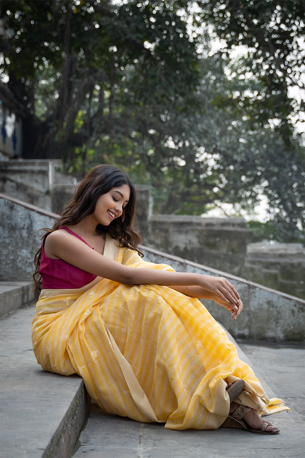 Handloom Yellow Soft Cotton Jamdani Saree