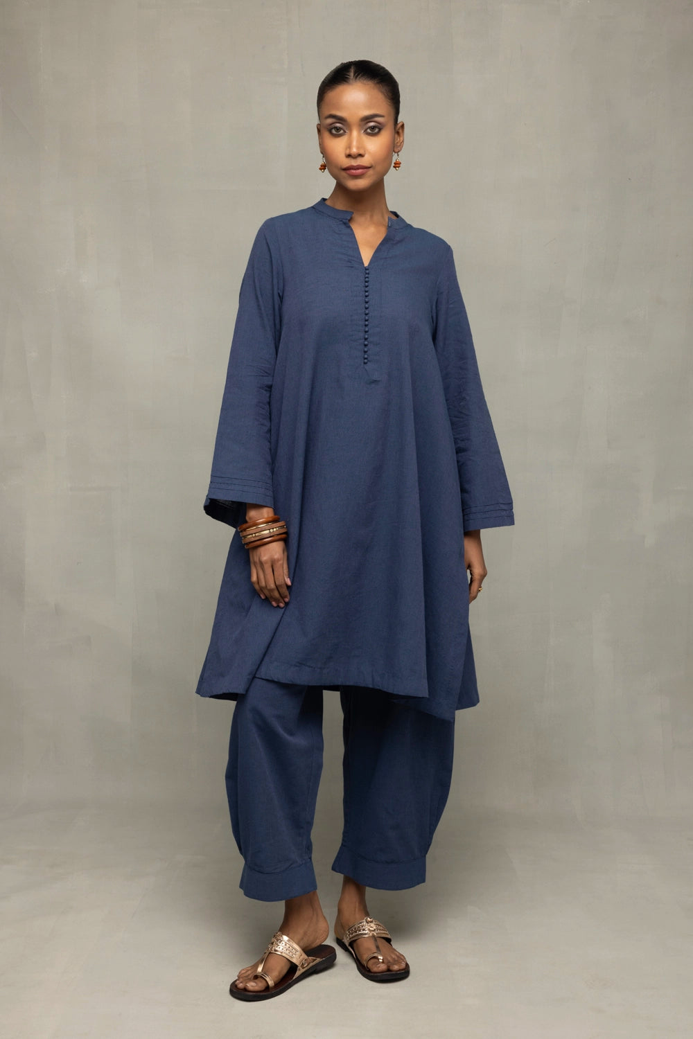 Muted Navy Blue Kala Cotton Harem Pants