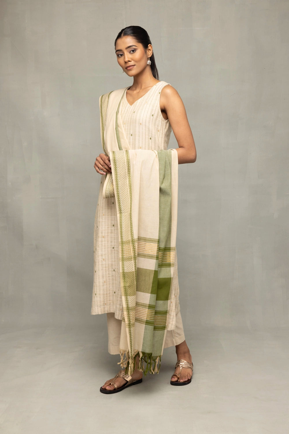 Sage Serenity South Cotton Zari Kurta Set with Dupatta
