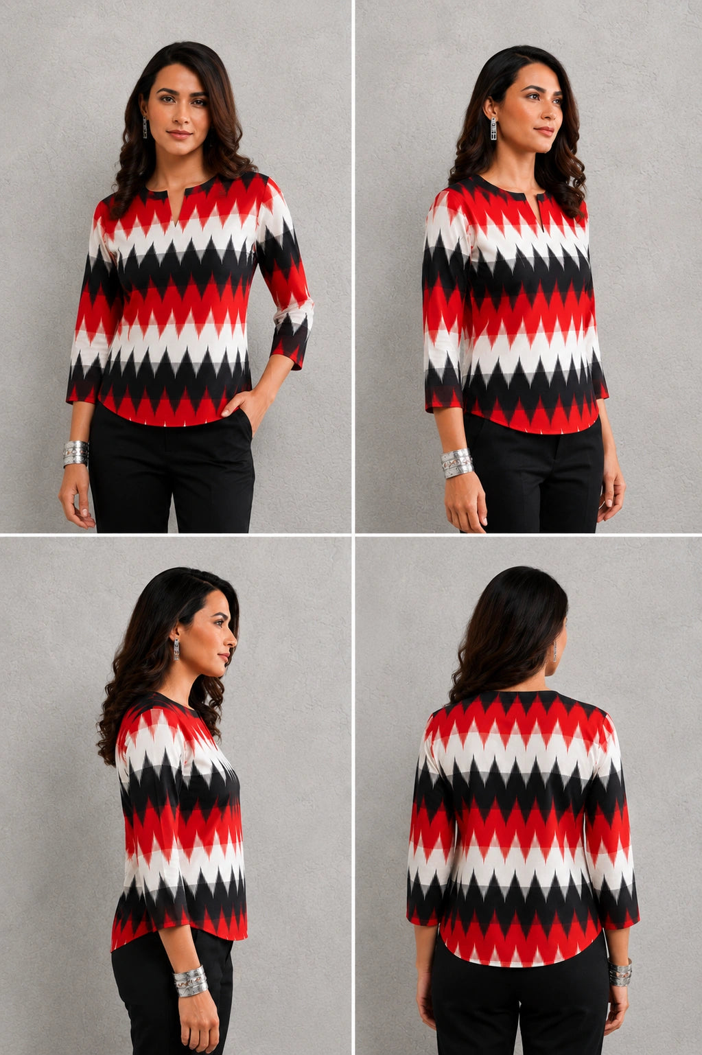 Black Multicolour Handwoven Pure Cotton Ikkat Top