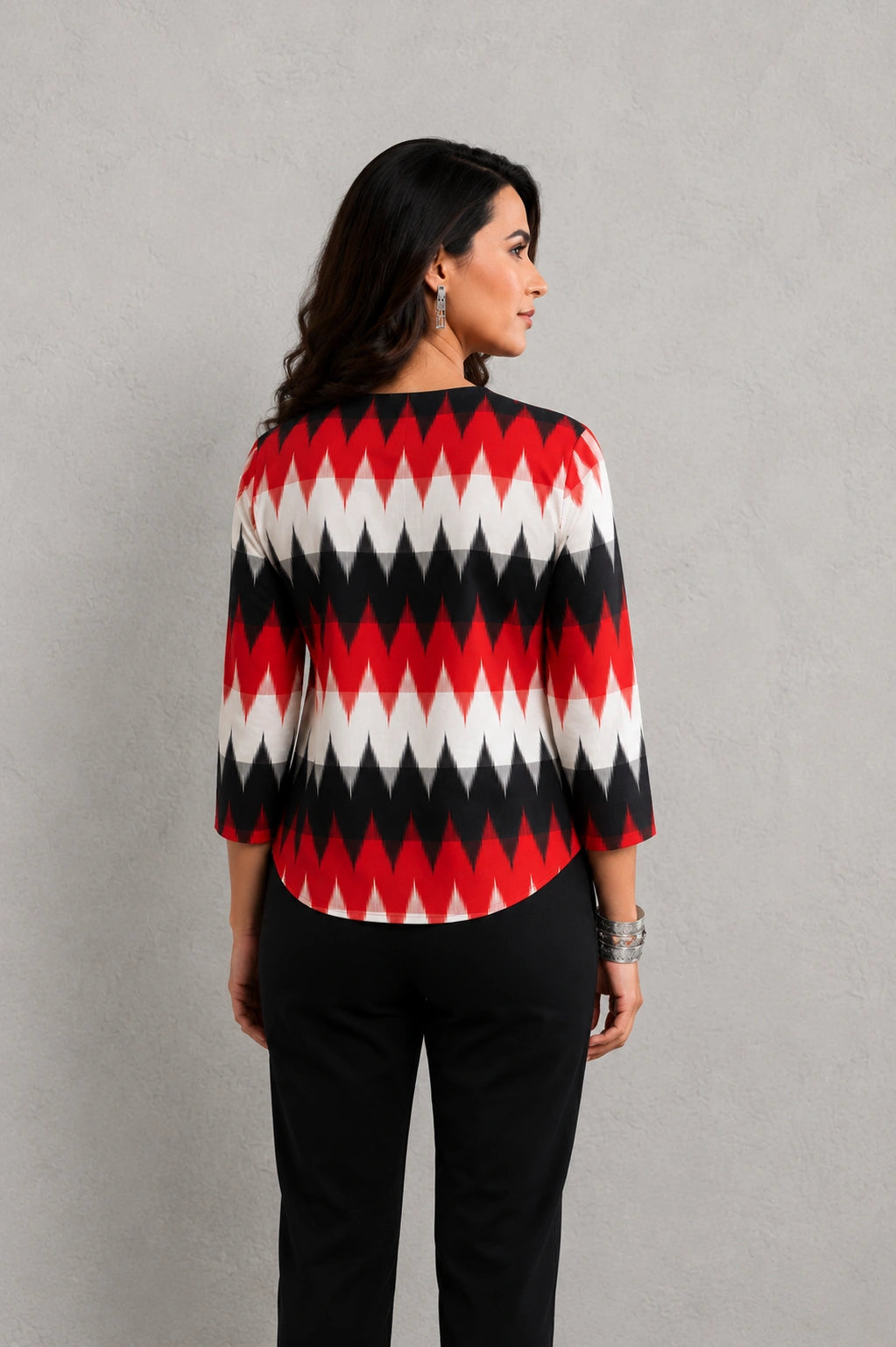 Black Multicolour Handwoven Pure Cotton Ikkat Top