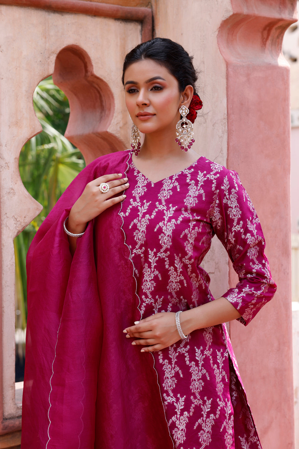 Purple Pure Silk Banarasi Sharara With Dupata