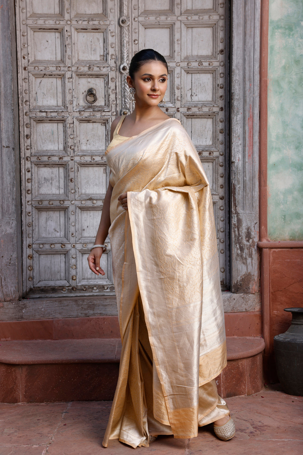 Handloom Vanilla Cream Pure Silk Banarasi Saree