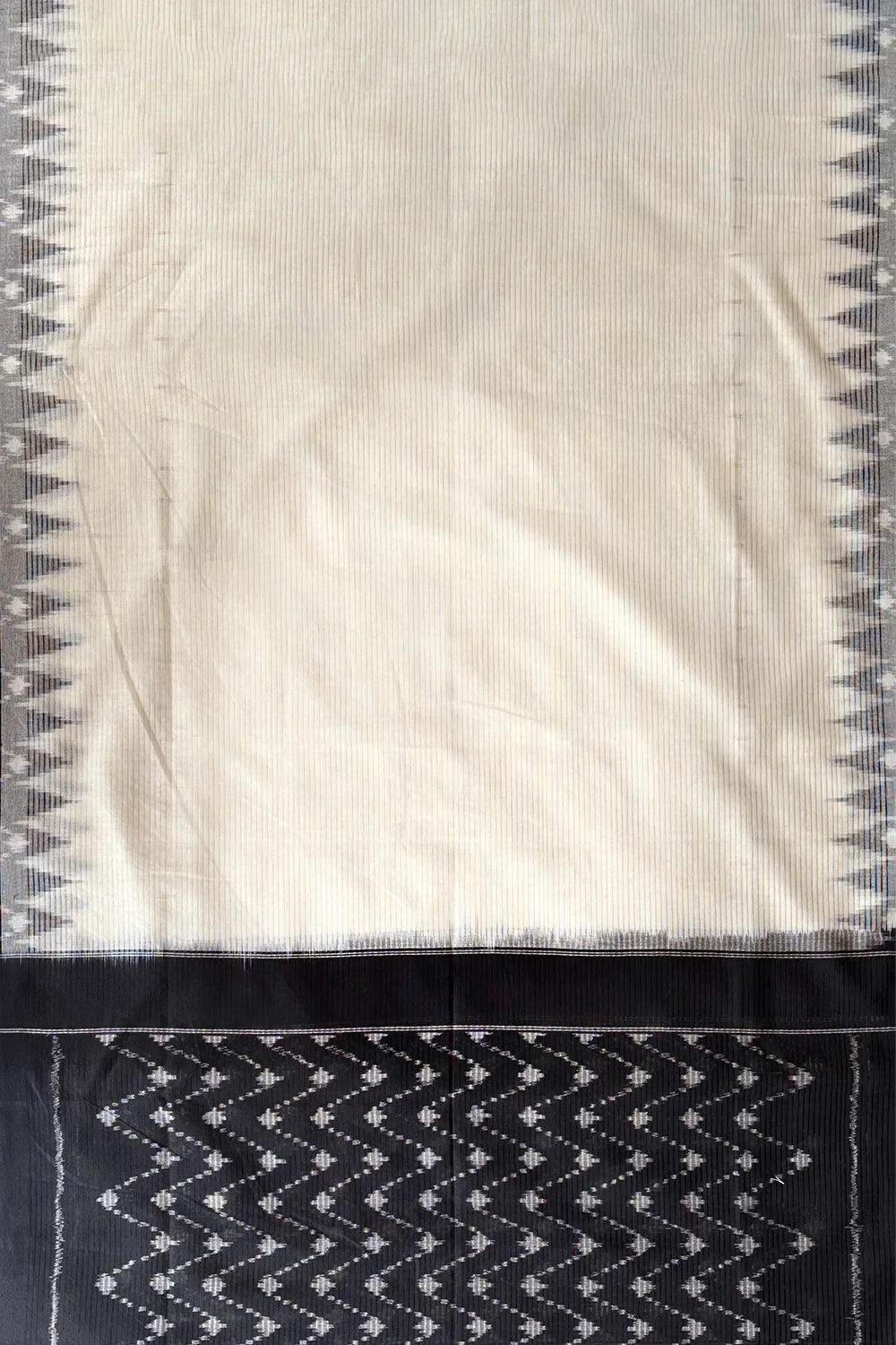 Handloom Multi Colour Black Temple Border Ikkat Dupatta