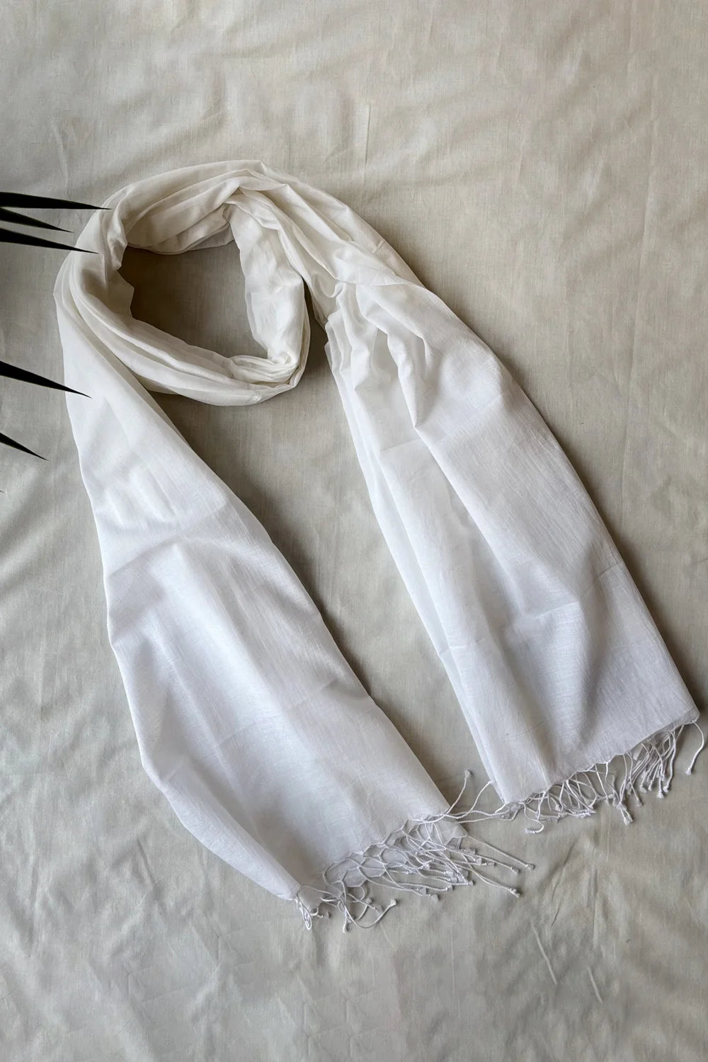 Handloom Plain White Dupatta