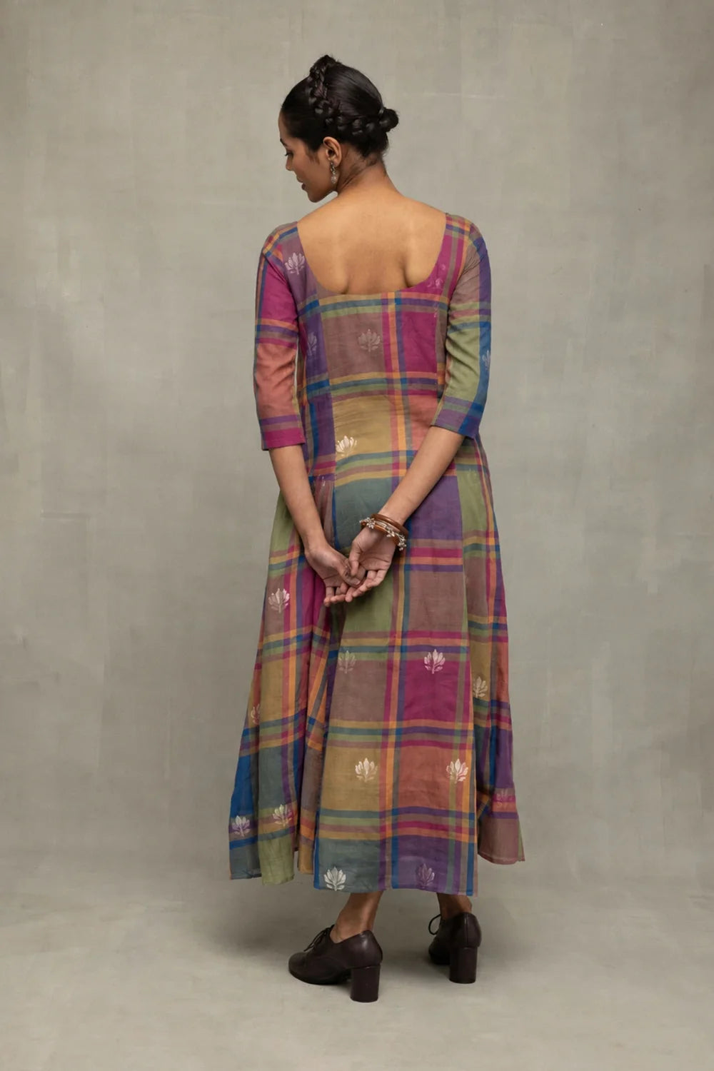 Multicolor Golden Shalpa Jamdani Dress