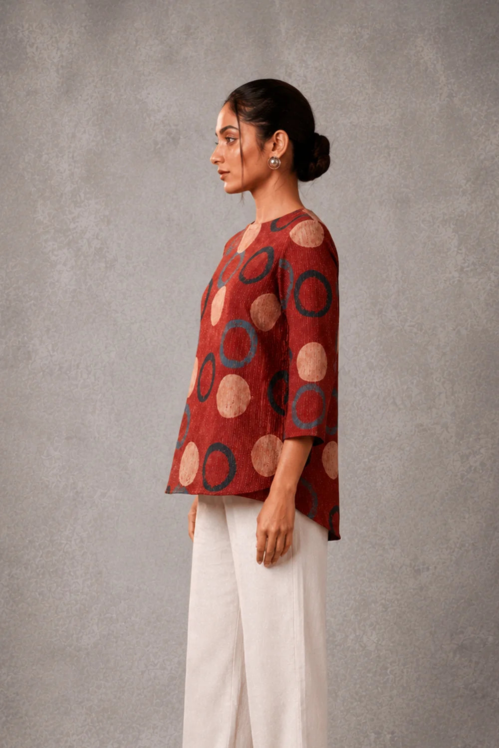 Red Ring Ajrakh Top
