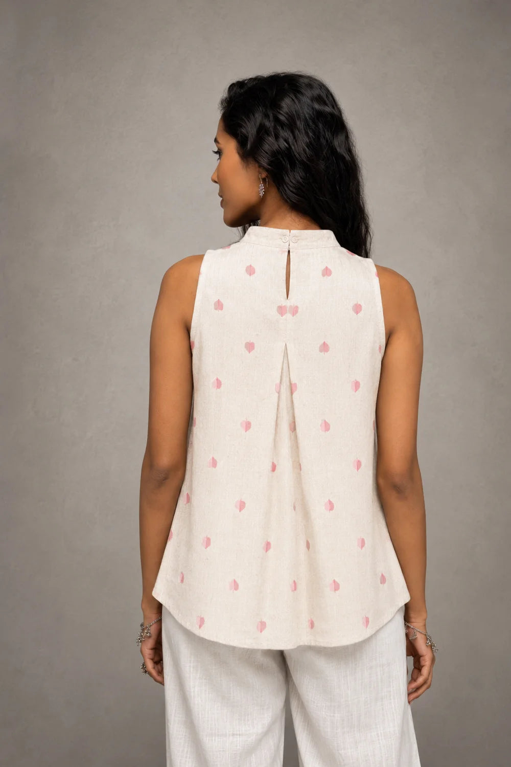 Off White Heart Woven Halter Top