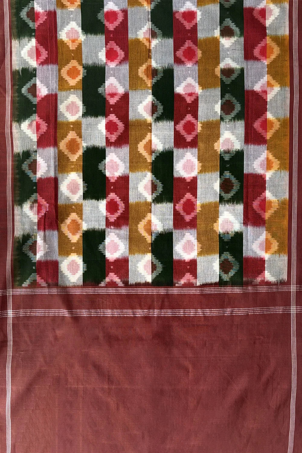 Handloom Multi Colour Brown Double Ikkat Dupatta