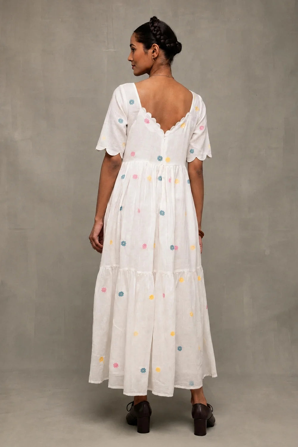 White Gulrang Pure Cotton Jamdani Dress
