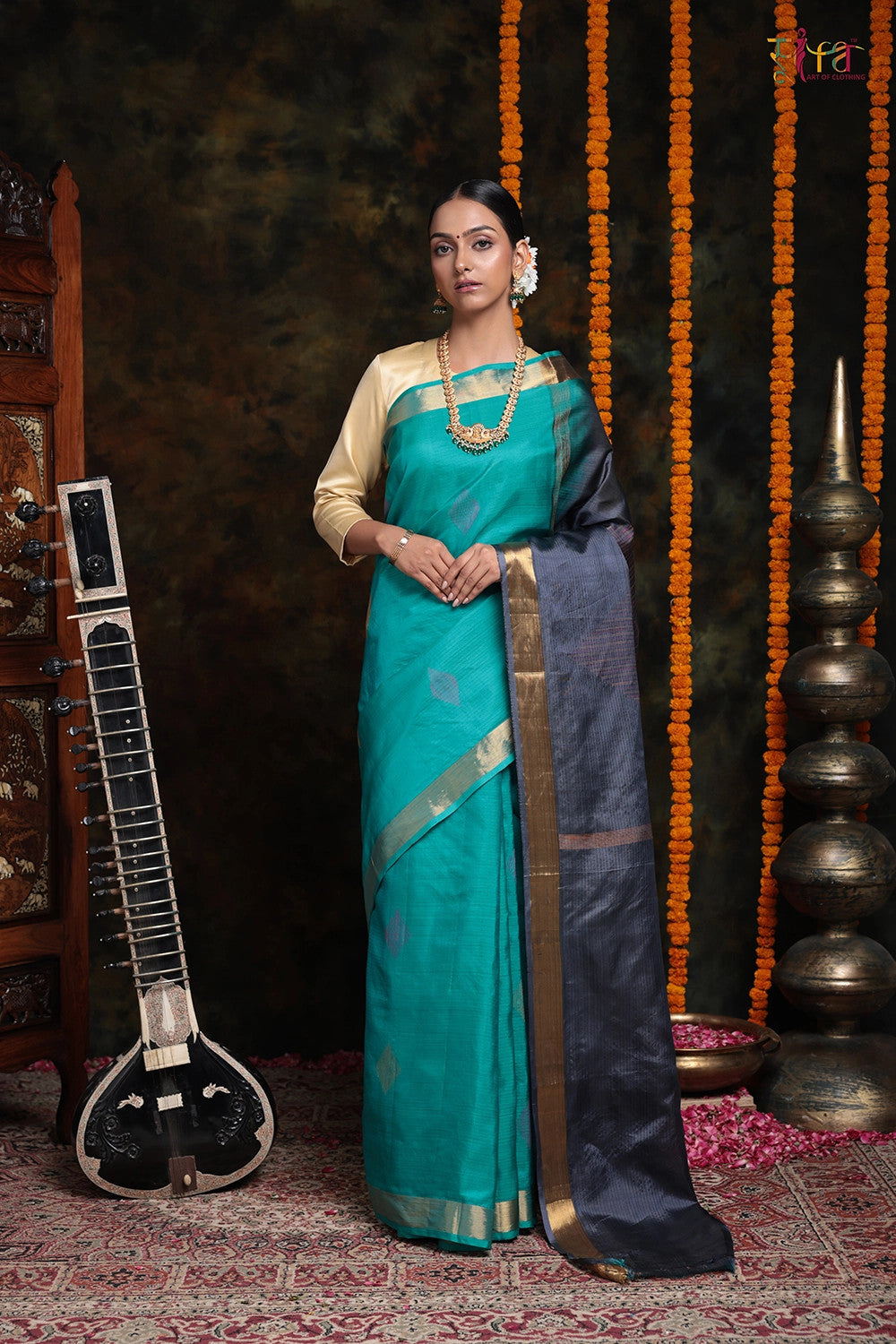 Sea Green Handloom Pure Silk Saree