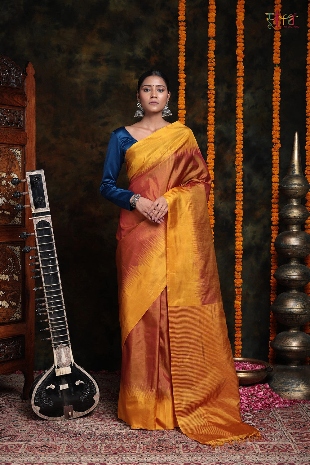 Buy Wedding Wear Yellow Embroidery Work Pure Silk Saree Online From Surat  Wholesale Shop.